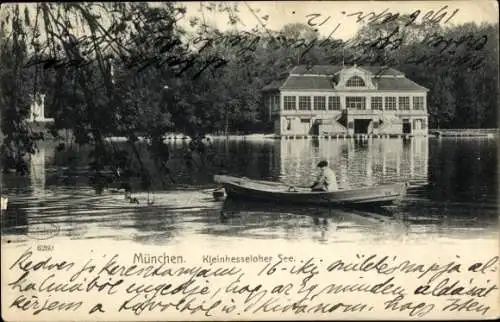 Ak München, Englischer Garten, Kleinhesseloher See, Ruderboot