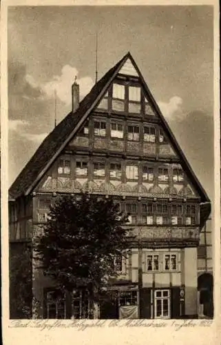 Ak Bad Salzuflen Nordrhein Westfalen, Ob. Mühlenstraße 1, Haus, Außenansicht, Holzgiebel, erb. 1632