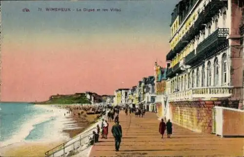 Ak Wimereux Pas de Calais, Digue, Villas