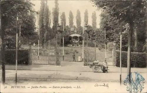 Ak Béthune Pas de Calais, Jardin public, Entree principale