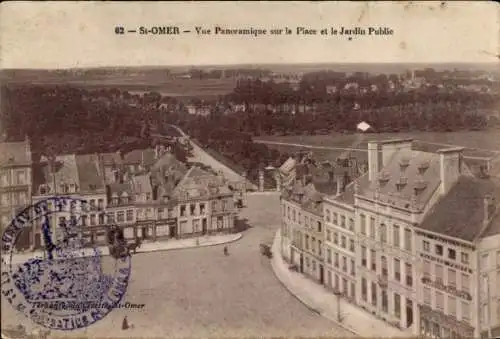 Ak Saint Omer Pas de Calais, Vue Panoramique, Place, Jardin Public