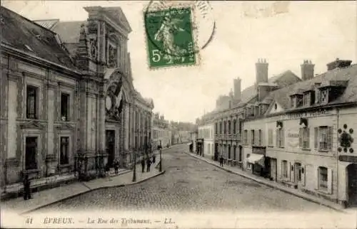 Ak Evreux Eure, Rue des Tribunals