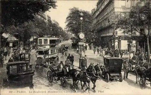 Ak Paris IX, Boulevard Montmartre, Carrefour Drouot