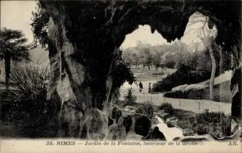 Ak Nîmes Gard, Jardin de la Fontaine, Innere der Höhle