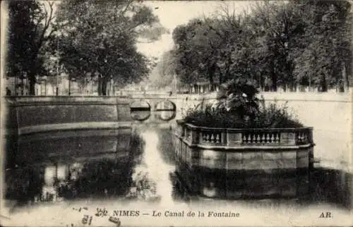 Ak Nîmes Gard, Der Canal de la Fontaine