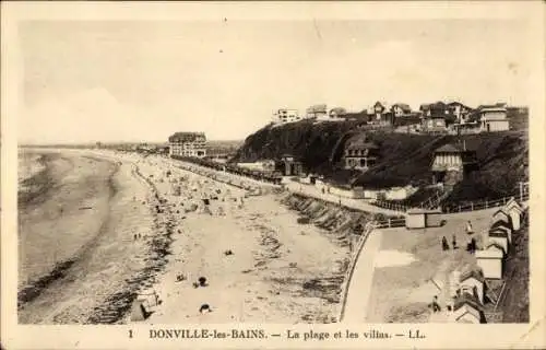 Ak Donville les Bains Manche, Strand, Villen