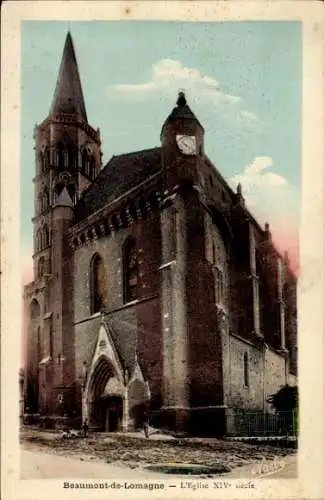 Ak Beaumont de Lomagne Tarn et Garonne, Kirche