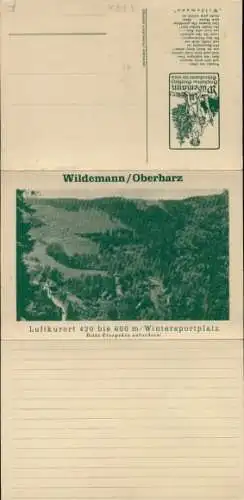 Klapp Ak Wildemann Clausthal Zellerfeld im Oberharz, Sage vom Wilden Mann, Panorama