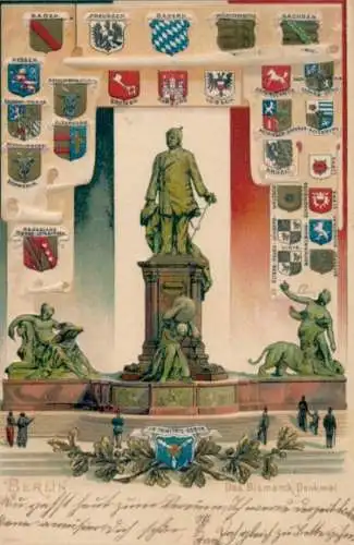 Präge Wappen Litho Berlin Tiergarten, Bismarck-Denkmal