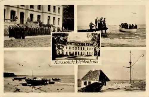 Ak Wangels in Ostholstein, Kurzschule Weißenhaus, Strand, Boot