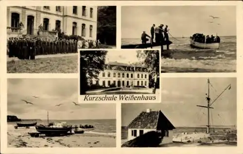 Ak Wangels in Ostholstein, Kurzschule Weißenhaus, Strand, Boot