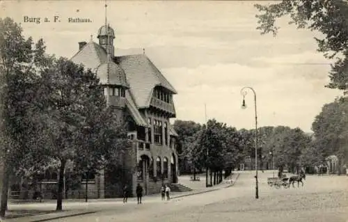 Ak Burg auf der Insel Fehmarn, Rathaus, Kutsche