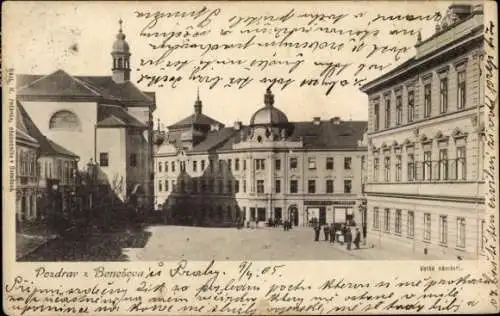 Ak Bystřice u Benešova Mittelböhmen, Marktplatz