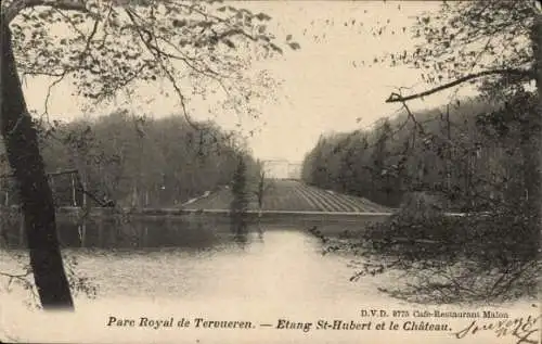 Ak Tervuren Tervueren Flämisch-Brabant Flandern, Königlicher Park, Etang St-Hubert, Schloss