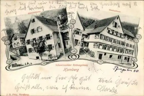 Ak Hornberg im Schwarzwald, Schwarzwälder Rettungshaus, Mädchenhaus, Knabenhaus