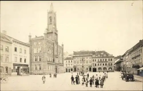 Foto Ak Kamenz in Sachsen, Marktplatz, Rathaus, Kinder