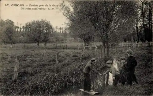 Ak Gisors Eure, Wiese in der Nähe des Bahnhofs