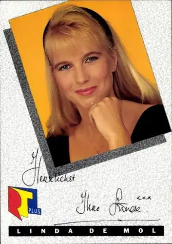 Ak Schauspielerin Linda de Mol, Portrait, Autogramm