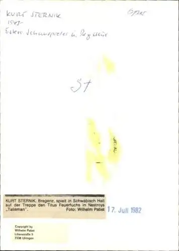 Ak Schauspieler Kurt Sternik, Opernszene, Autogramm
