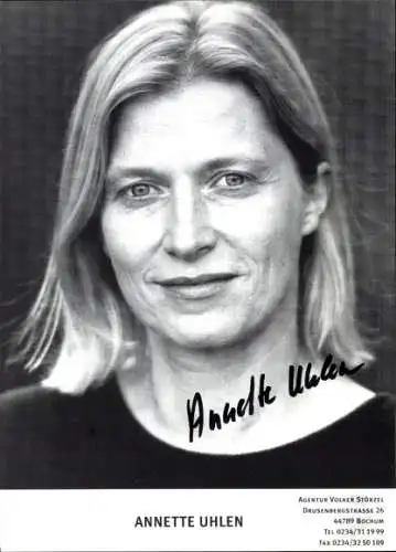 Ak Schauspielerin Annette Uhlen, Portrait, Autogramm