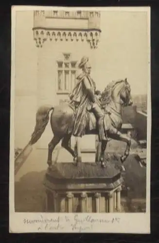 CdV Foto Köln am Rhein, Reiterstandbild von Friedrich Wilhelm IV. von Preußen,Hohenzollernbrücke