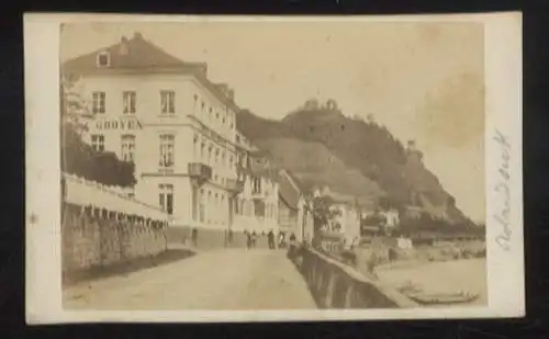 CdV Foto Remagen am Rhein, Rolandseck, Kaimauer, Hotel Groyen,