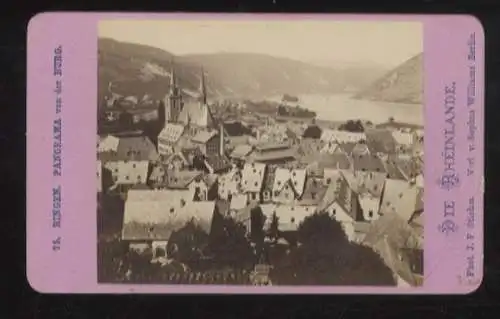 CdV Foto Bingen am Rhein in Rheinland-Pfalz, Blick zur Stadt u. Rhein von der Burg aus gesehen