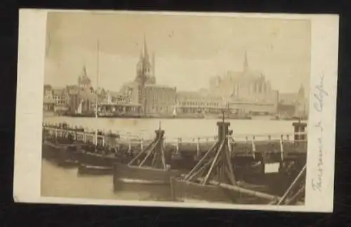 CdV Foto Köln am Rhein, Panorama der Stadt mit Dom, Deutzer Schiffsbrücke