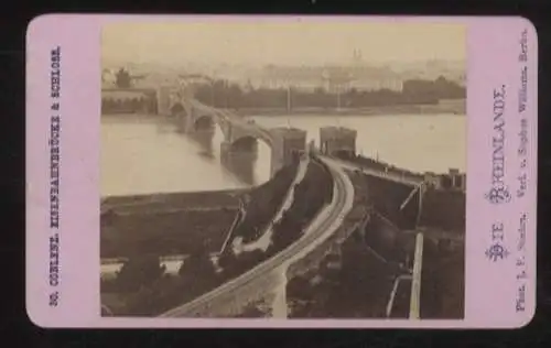 CdV Foto Koblenz am Rhein, Eisenbahnbrücke über den Rhein, Blick zum Schloß