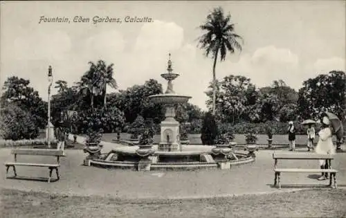 Ak Calcutta Kolkata Kalkutta Indien, Fountain, Eden Gardens