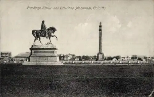 Ak Calcutta Indien, Hardinge Statue and Octerlong Monument