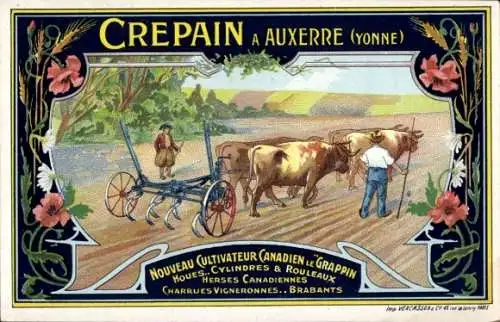 Ak Auxerre Yonne, Crepain, Nouveau Cultivateur Canadien le Grappin