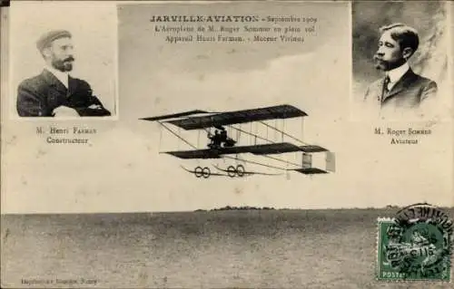 Ak Jarville Aviation 1909, Flugzeug von Roger Sommer, Henri Farman