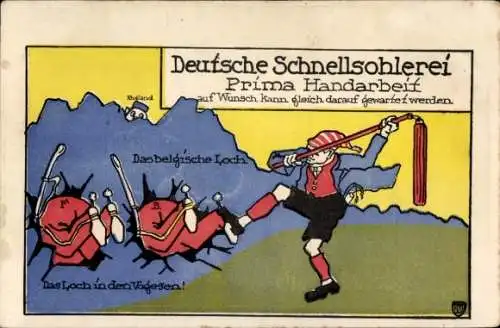 Ak Deutsche Schnellsohlerei, Das Loch in den Vogesen, das belgische Loch