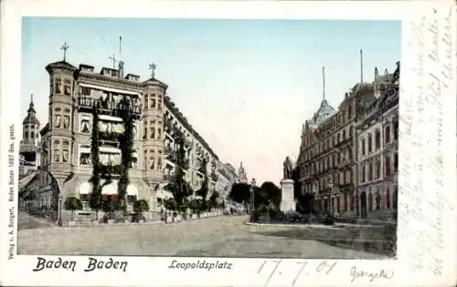 Golden Windows Leuchtfenster Ak Baden Baden am Schwarzwald, Leopoldsplatz, Hotel Victoria