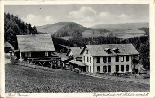 Ak Duszniki Zdrój Bad Reinerz Schlesien, Ziegenhausbaude, Skihütte