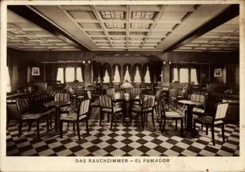 Ak Motorschiff Magdalena, HAPAG, Rauchzimmer