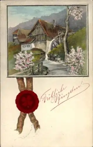 Künstler Ak Glückwunsch Pfingsten, Wassermühle