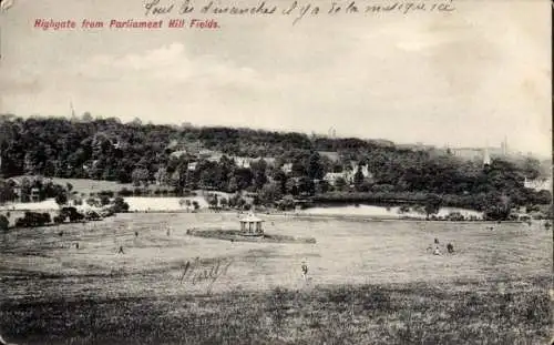 Ak Highgate London England, Blick vom Parliament Hill Fields