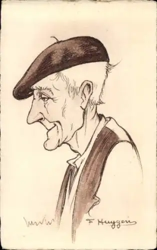 Künstler Ak Huygen, Französische Volkstracht, Mann-Porträt