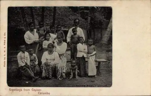 Ak Colombo Ceylon Sri Lanka, Familienbild
