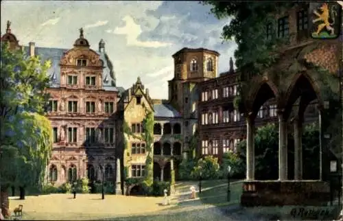 Ak Heidelberg am Neckar, Schloss, Schlosshof