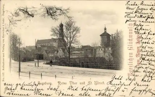 Ak Augsburg in Schwaben, Rotes Tor, St. Ulrich