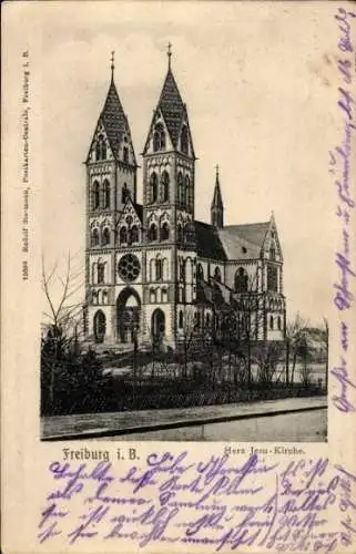 Ak Freiburg Breisgau,  Herz Jesu Kirche