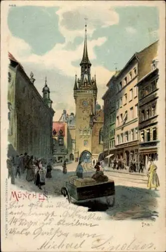 Künstler Litho München, Straßenszene, Deutschland Fahrräder August Stukenbrok, Einbeck