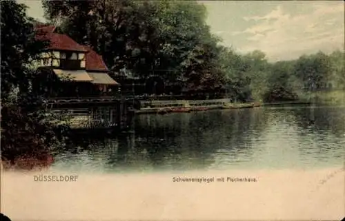 Ak Düsseldorf am Rhein, Schwanenspiegel, Fischerhaus