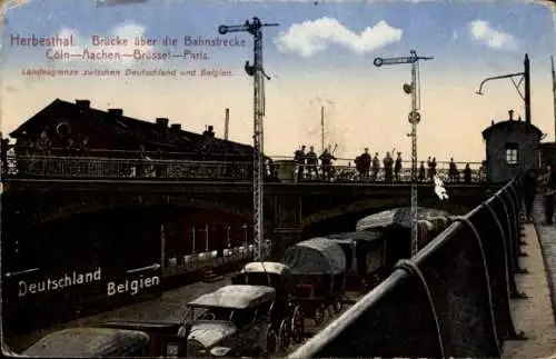 Ak Herbesthal Lontzen Wallonien Lüttich, Brücke über die Bahnstrecke Köln, Aachen, Brüssel, Paris