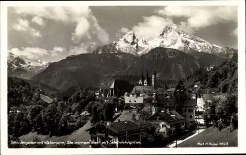 Ak Berchtesgaden in Oberbayern, Gesamtansicht, Watzmann, Steineres Meer mit Schönfeldspitze