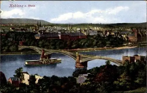 Ak Koblenz am Rhein, Panorama, Brücke