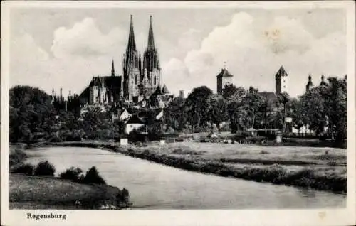 Ak Regensburg an der Donau Oberpfalz, Gesamtbild, Kirche